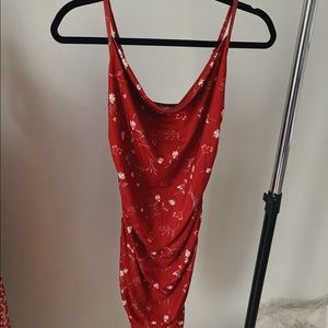 Sexy Floral Body Dress Red